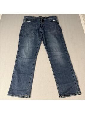 Lucky Brand Men’s Jeans 38x32 Blue Denim Straight  Fit Medium Wash Distressed